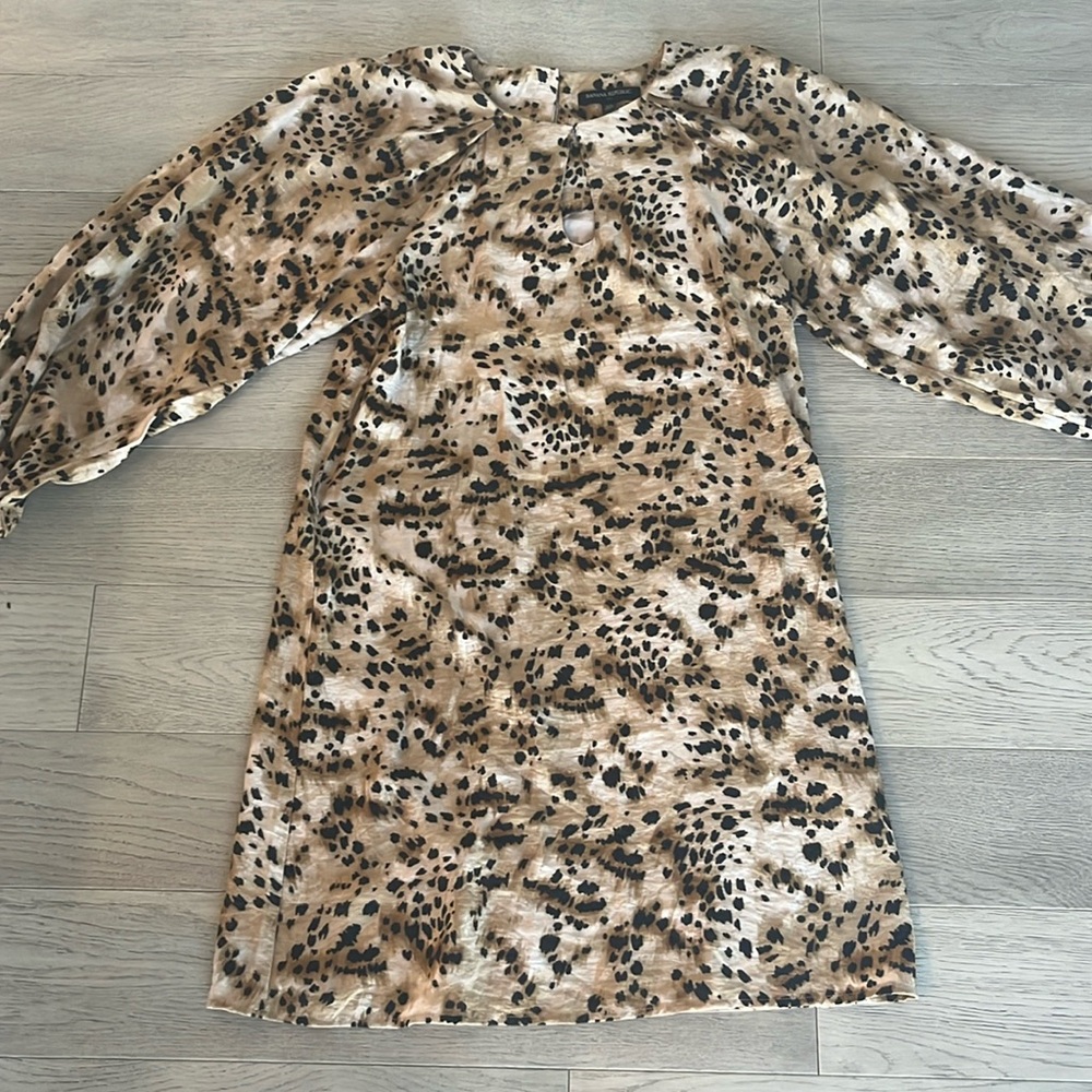 Banana Republic Leopard Cheetah Print Dress with Keyhole XS